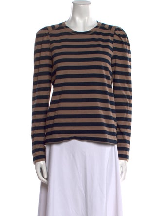 Ganni Striped Crew Neck Top