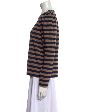 Ganni Striped Crew Neck Top