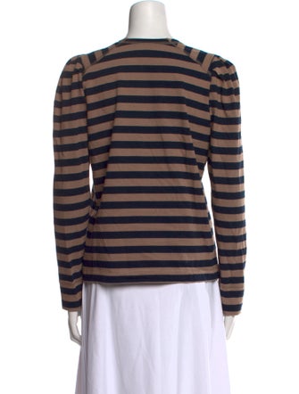 Ganni Striped Crew Neck Top