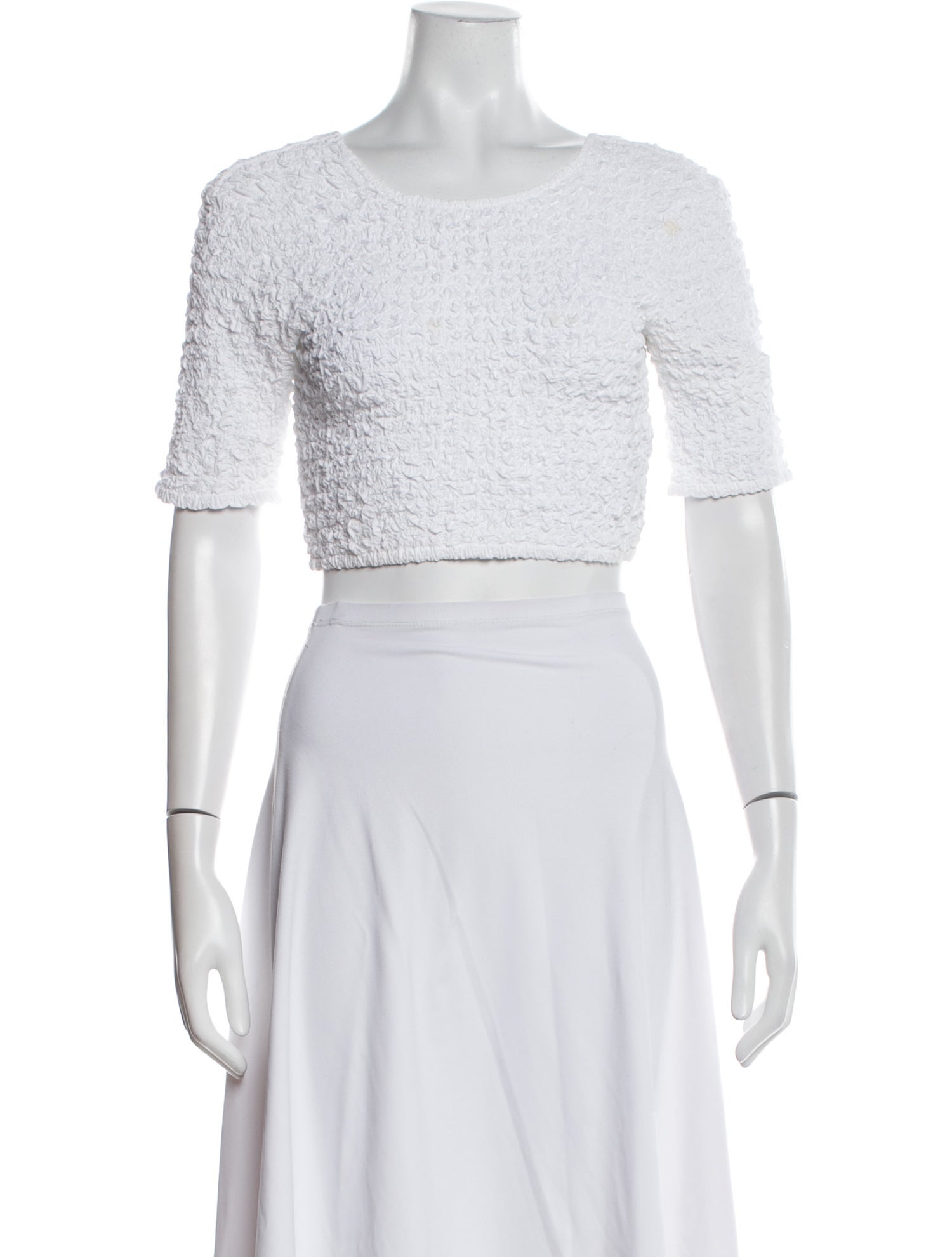 Ganni Bateau Neckline Short Sleeve Crop Top