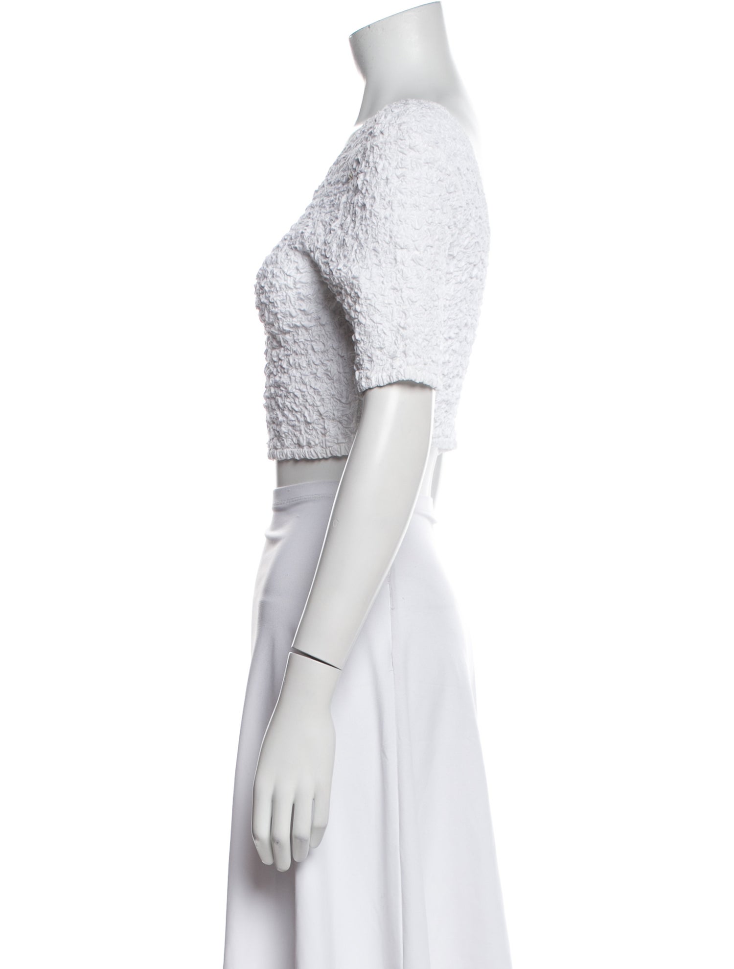 Ganni Bateau Neckline Short Sleeve Crop Top