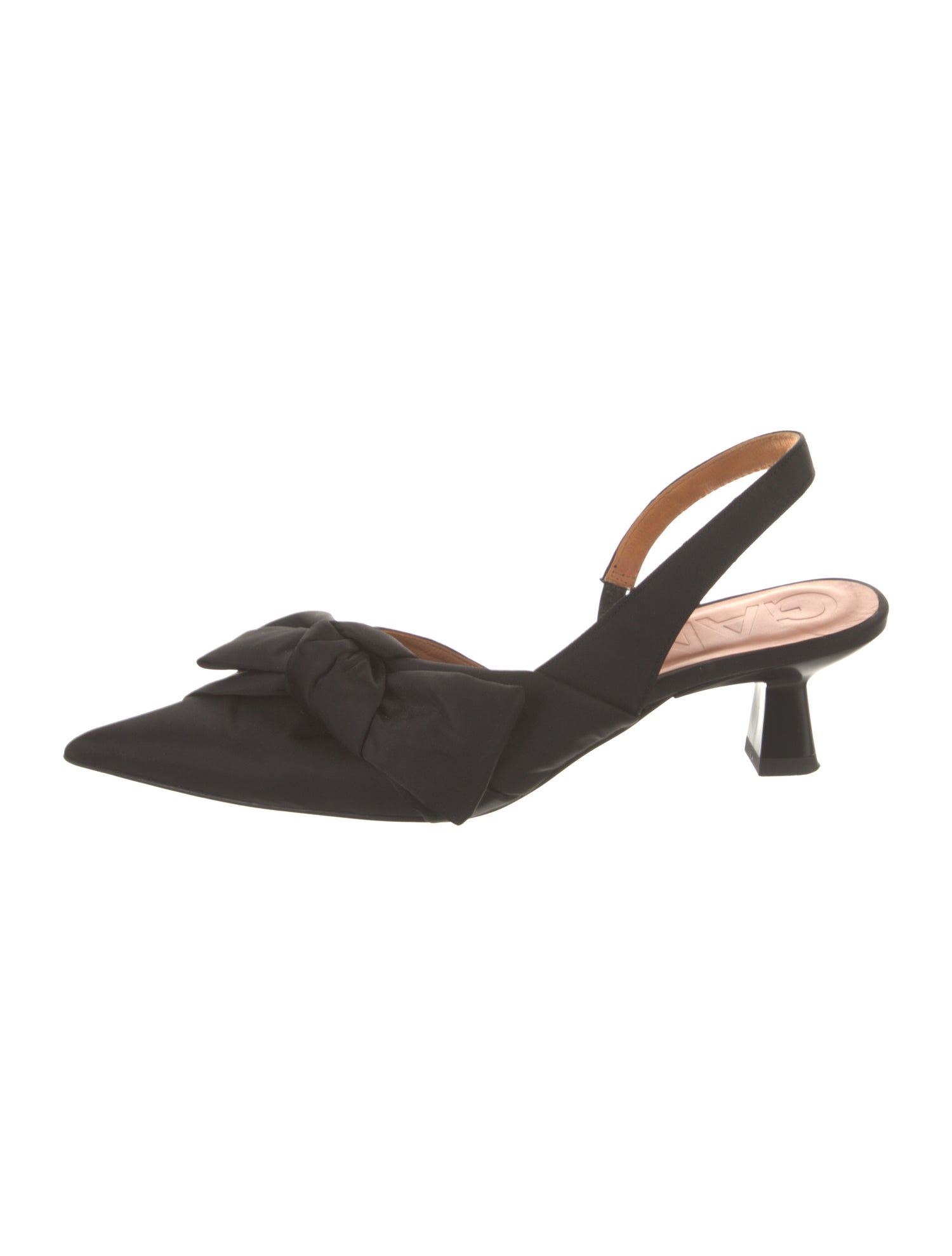 Ganni Nylon Bow Accents Slingback Pumps