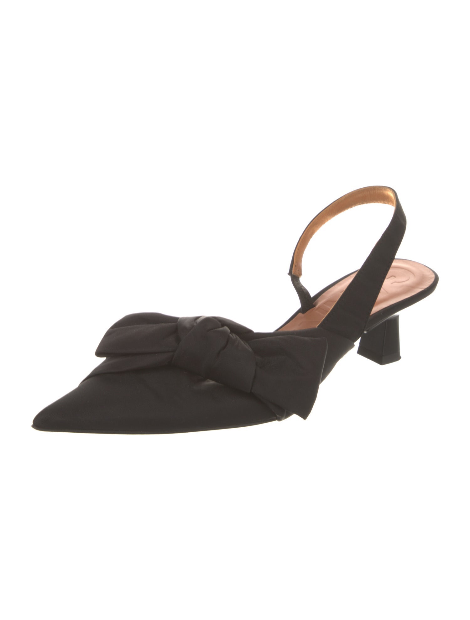Ganni Nylon Bow Accents Slingback Pumps