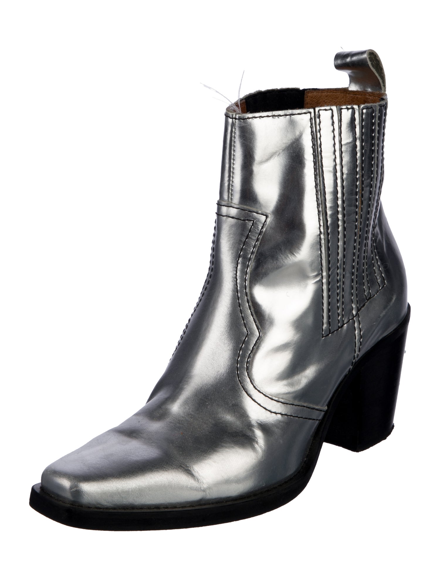 Ganni Leather Western Boots