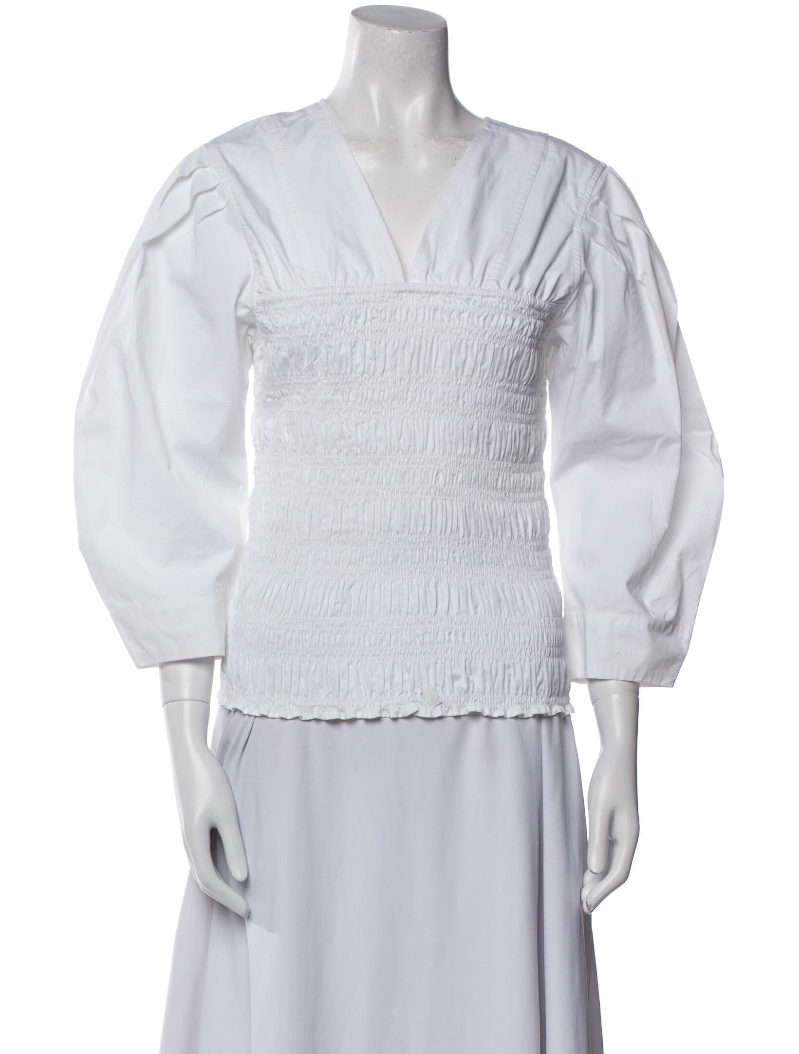 Ganni V-Neck Long Sleeve Blouse