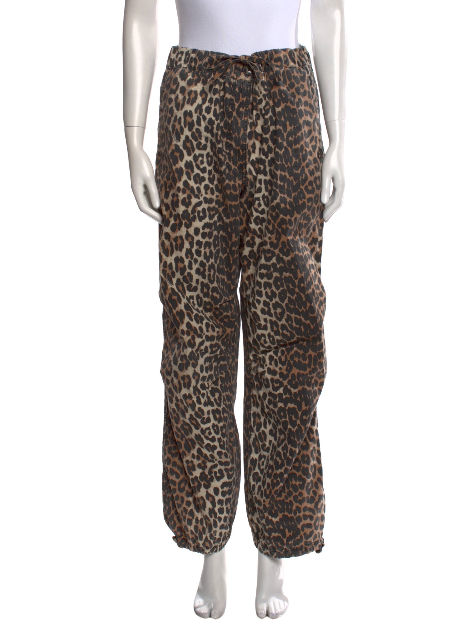 Ganni Animal Print Wide Leg Pants
