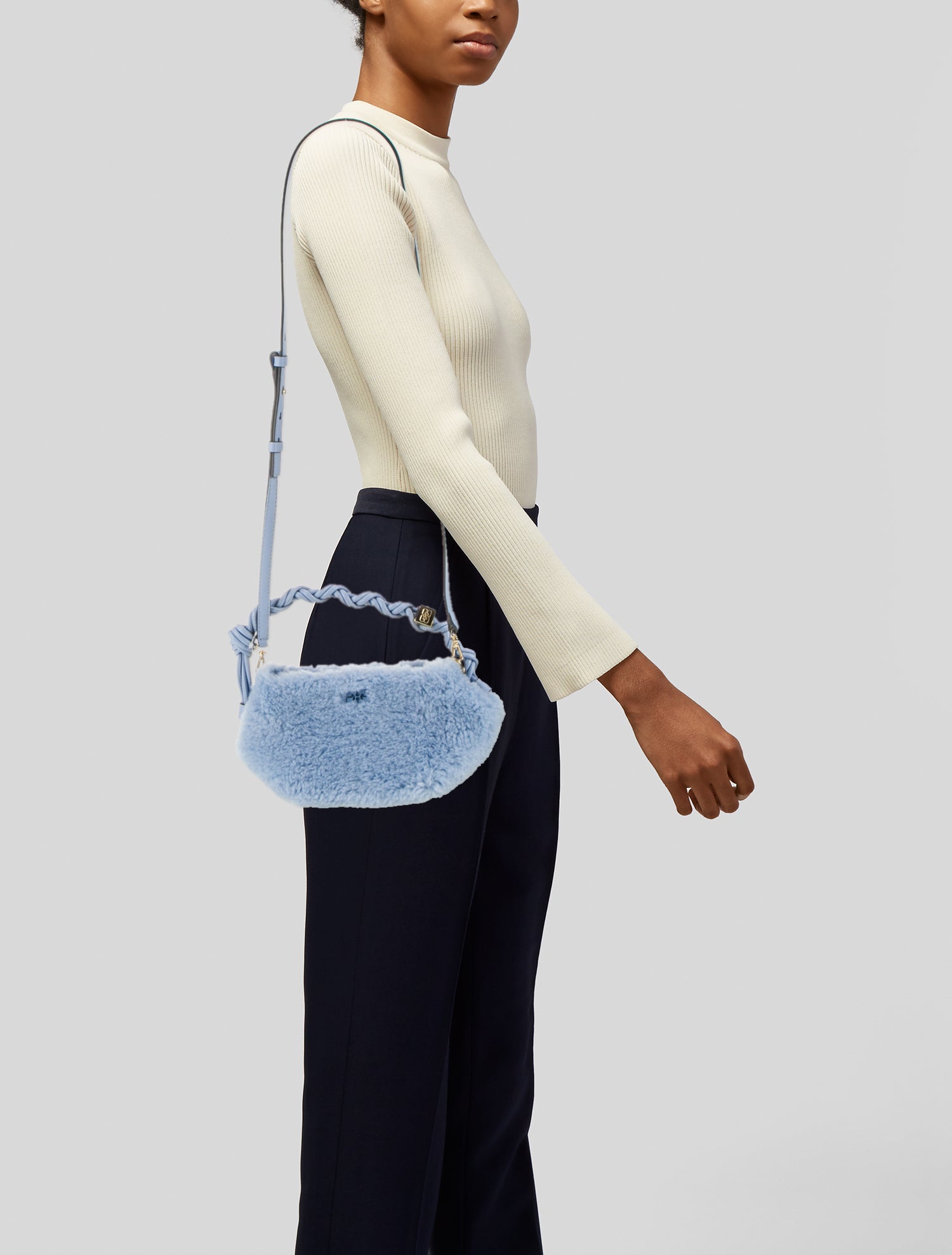 Ganni Faux Fur Top Handle Bag w/ Tags