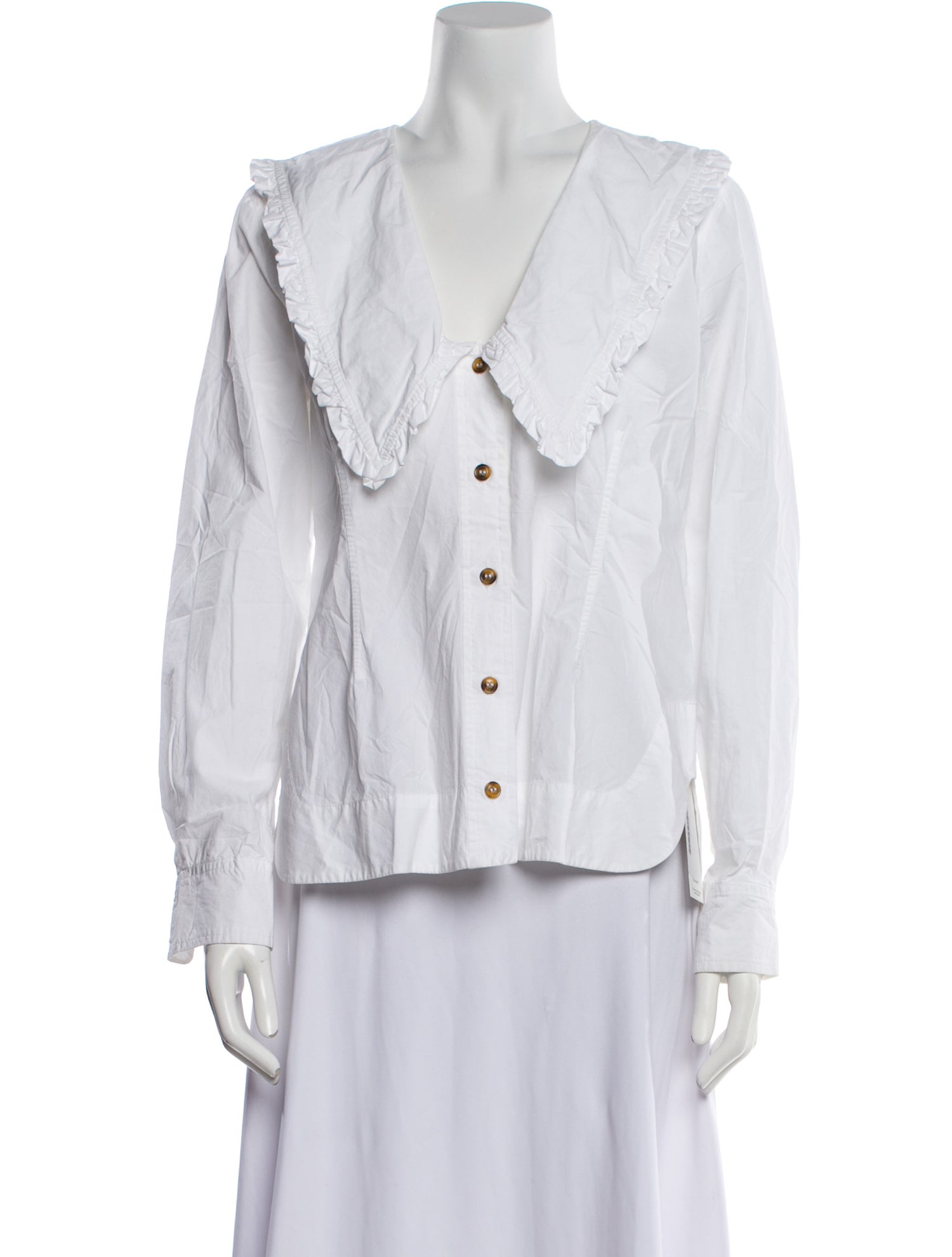 Ganni Long Sleeve Button-Up Top