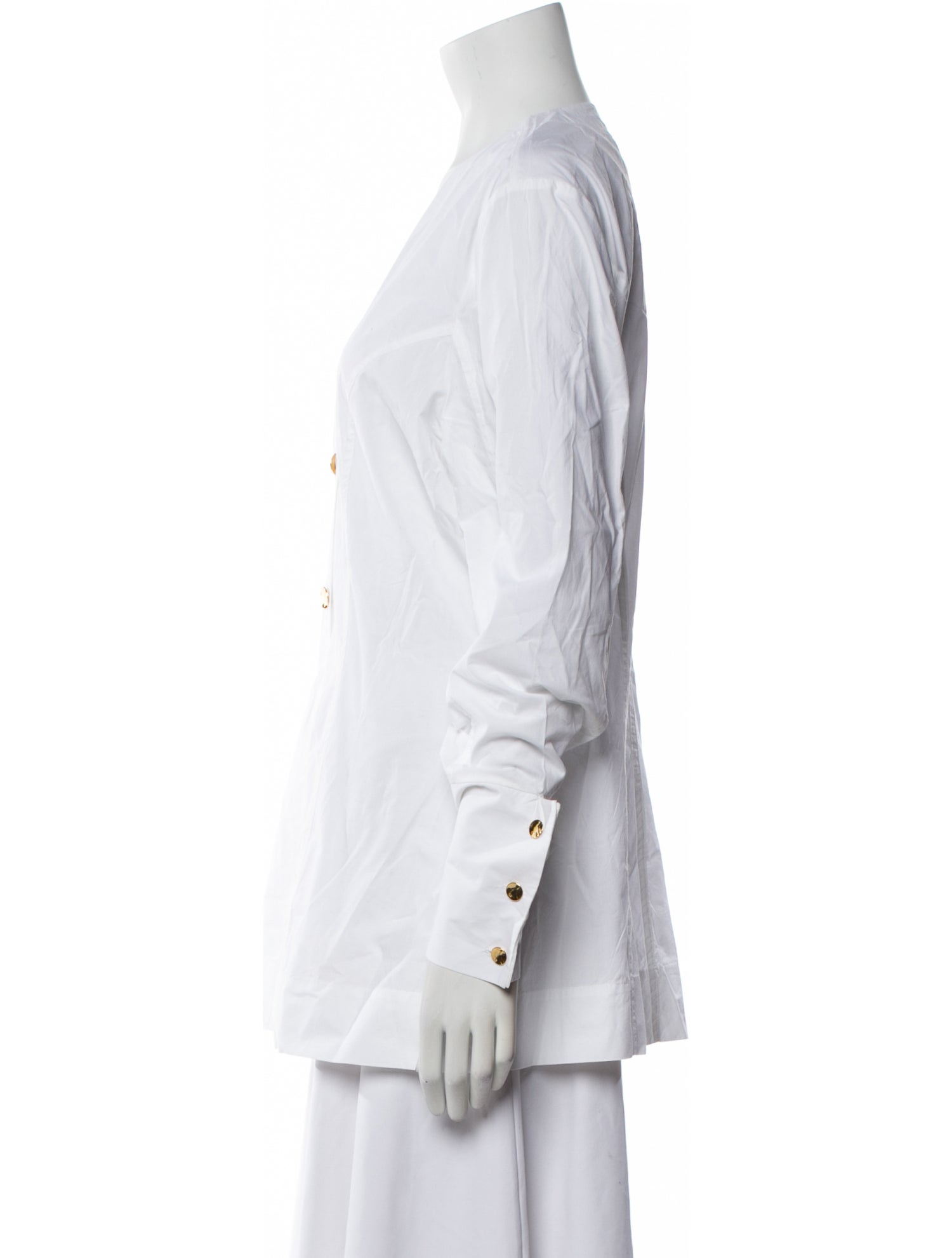 Ganni V-Neck Long Sleeve Button-Up Top