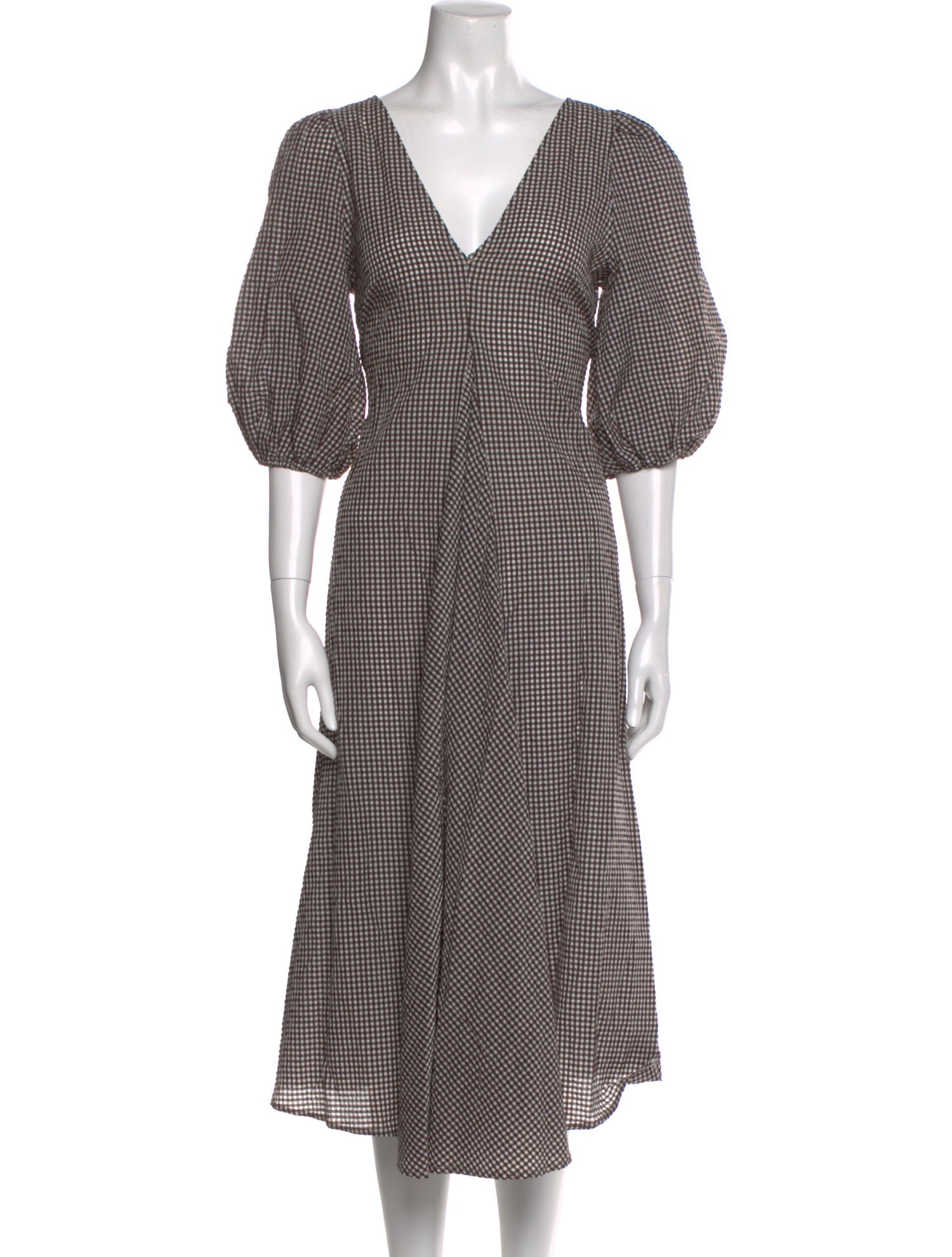 Ganni Plaid Print Long Dress