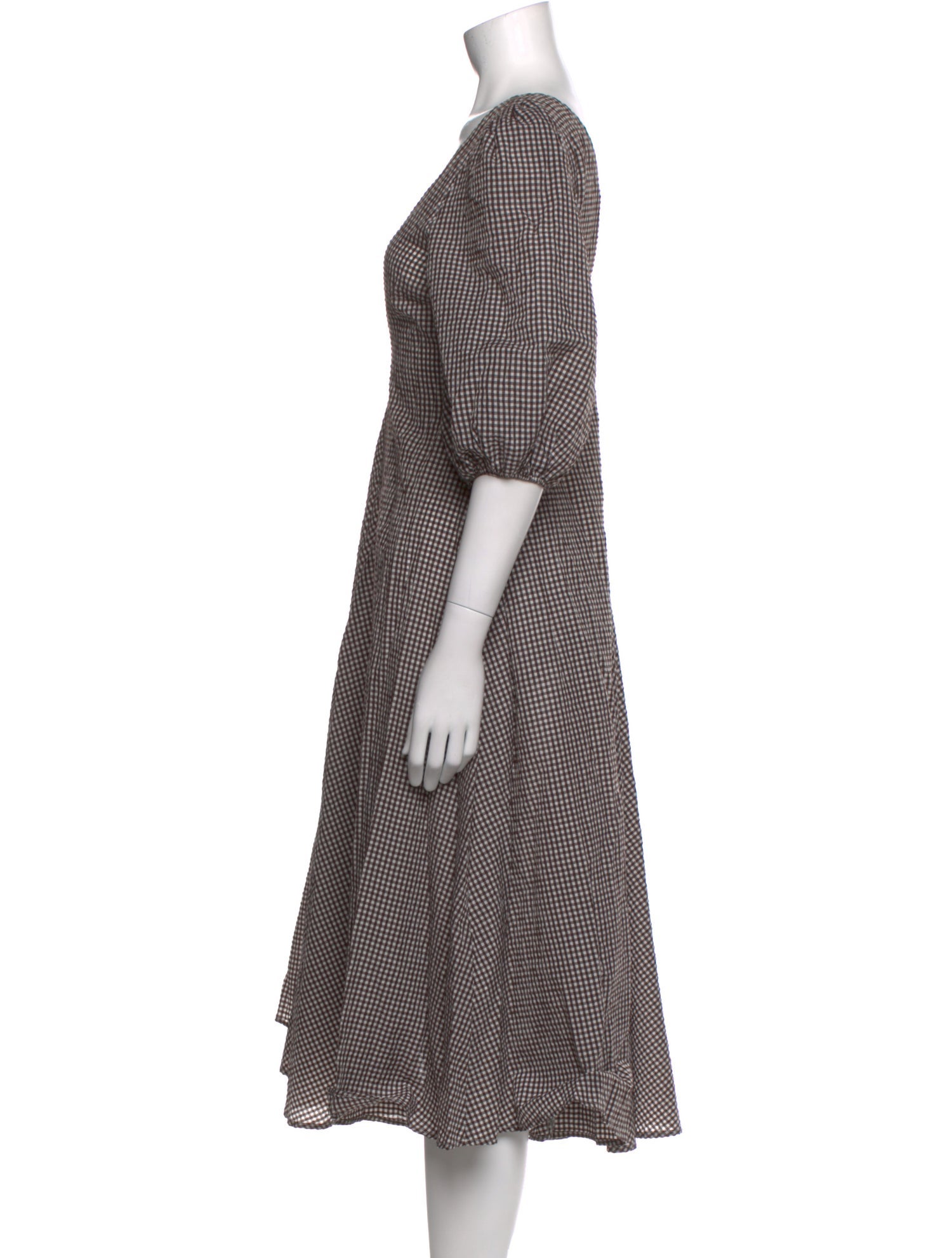 Ganni Plaid Print Long Dress