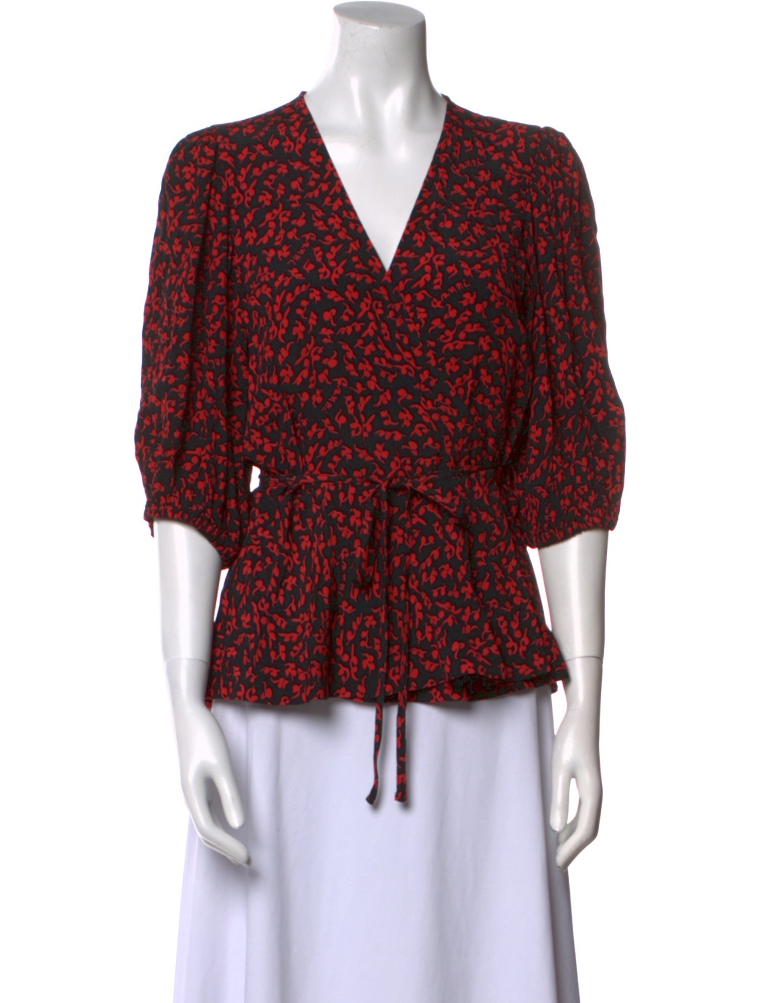 Ganni Printed V-Neck Blouse