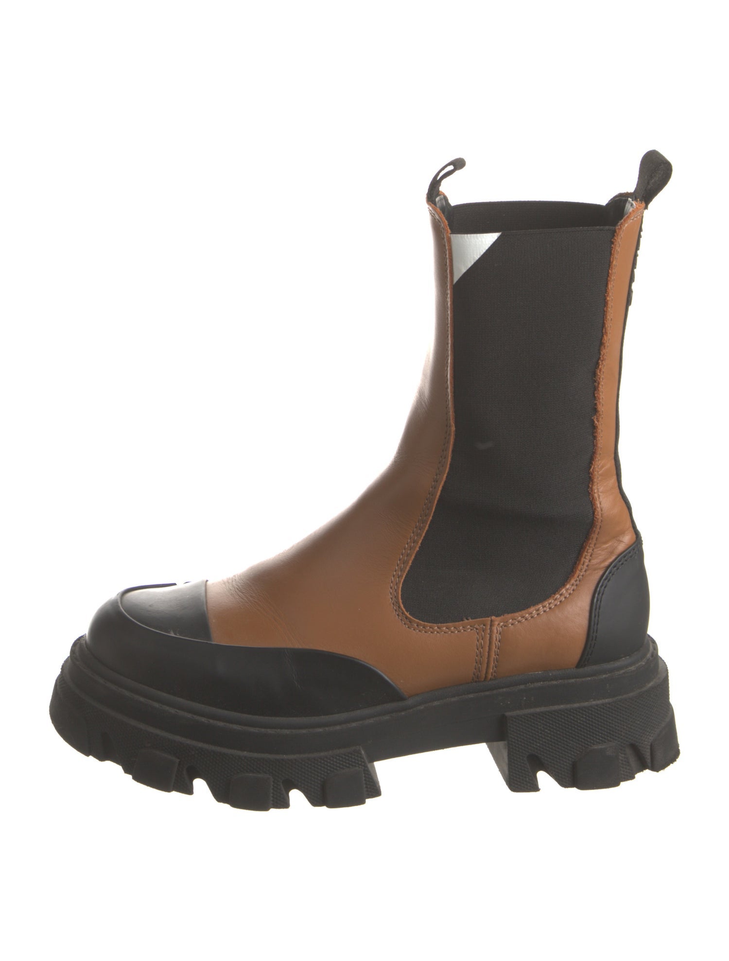 Ganni Leather Colorblock Pattern Chelsea Boots