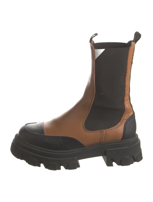Ganni Leather Colorblock Pattern Chelsea Boots