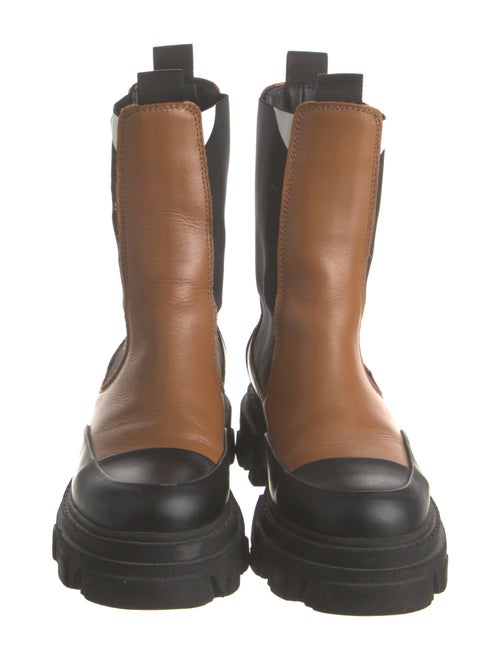Ganni Leather Colorblock Pattern Chelsea Boots