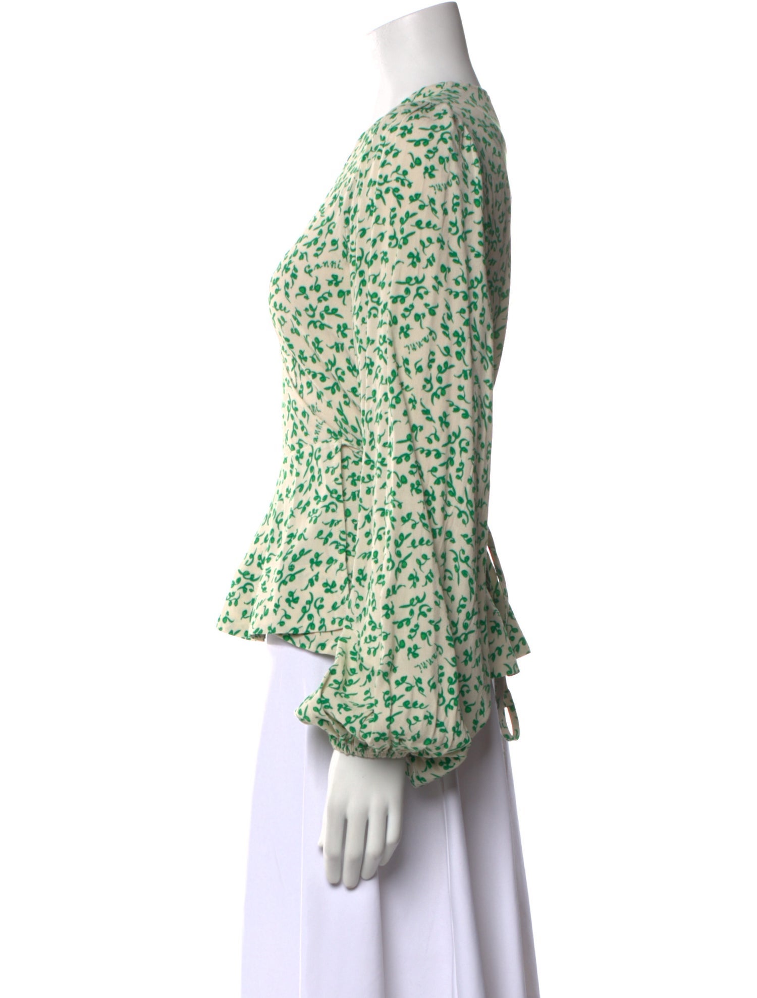 Ganni Printed V-Neck Blouse