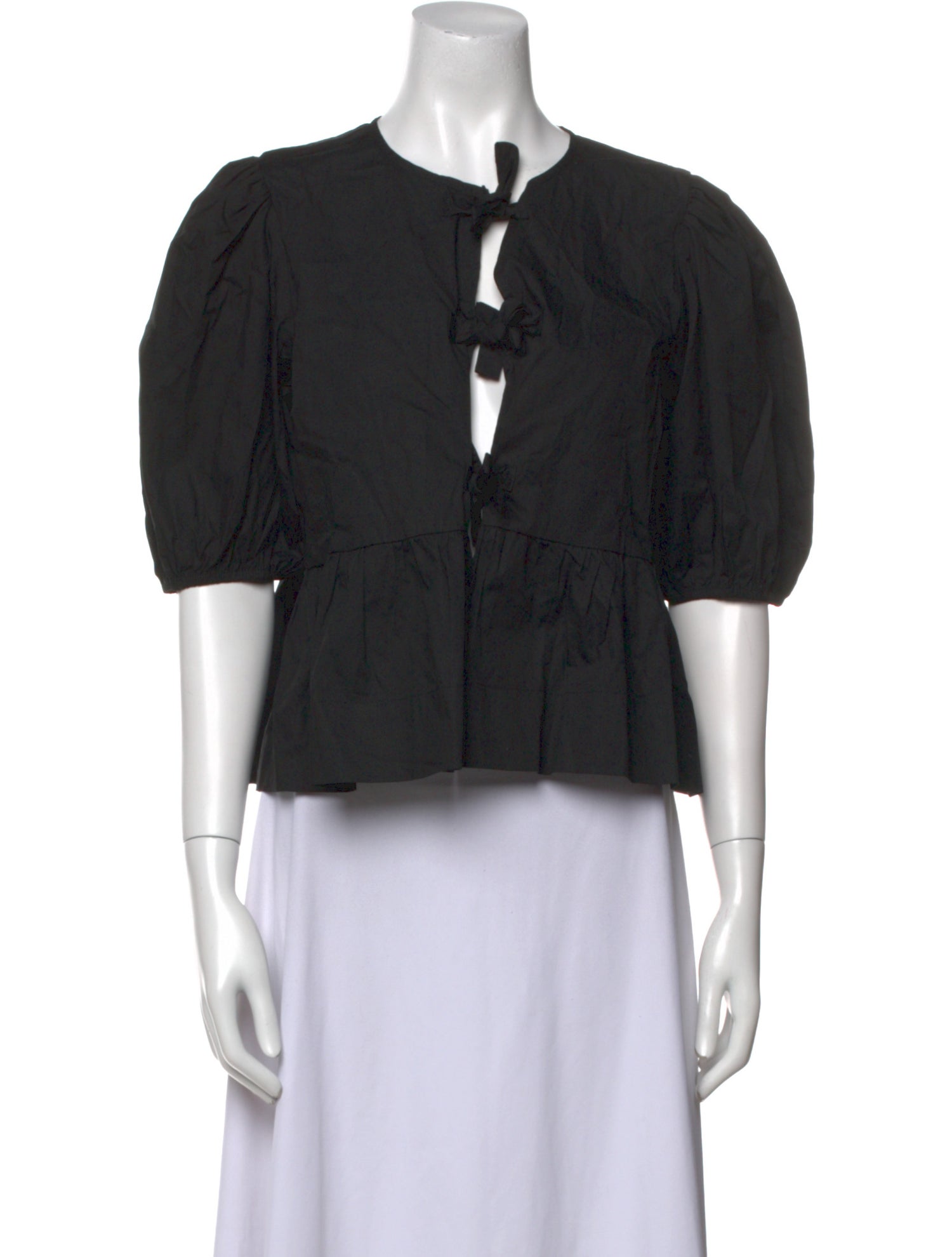 Ganni V-Neck Three-Quarter Sleeve Crop Top