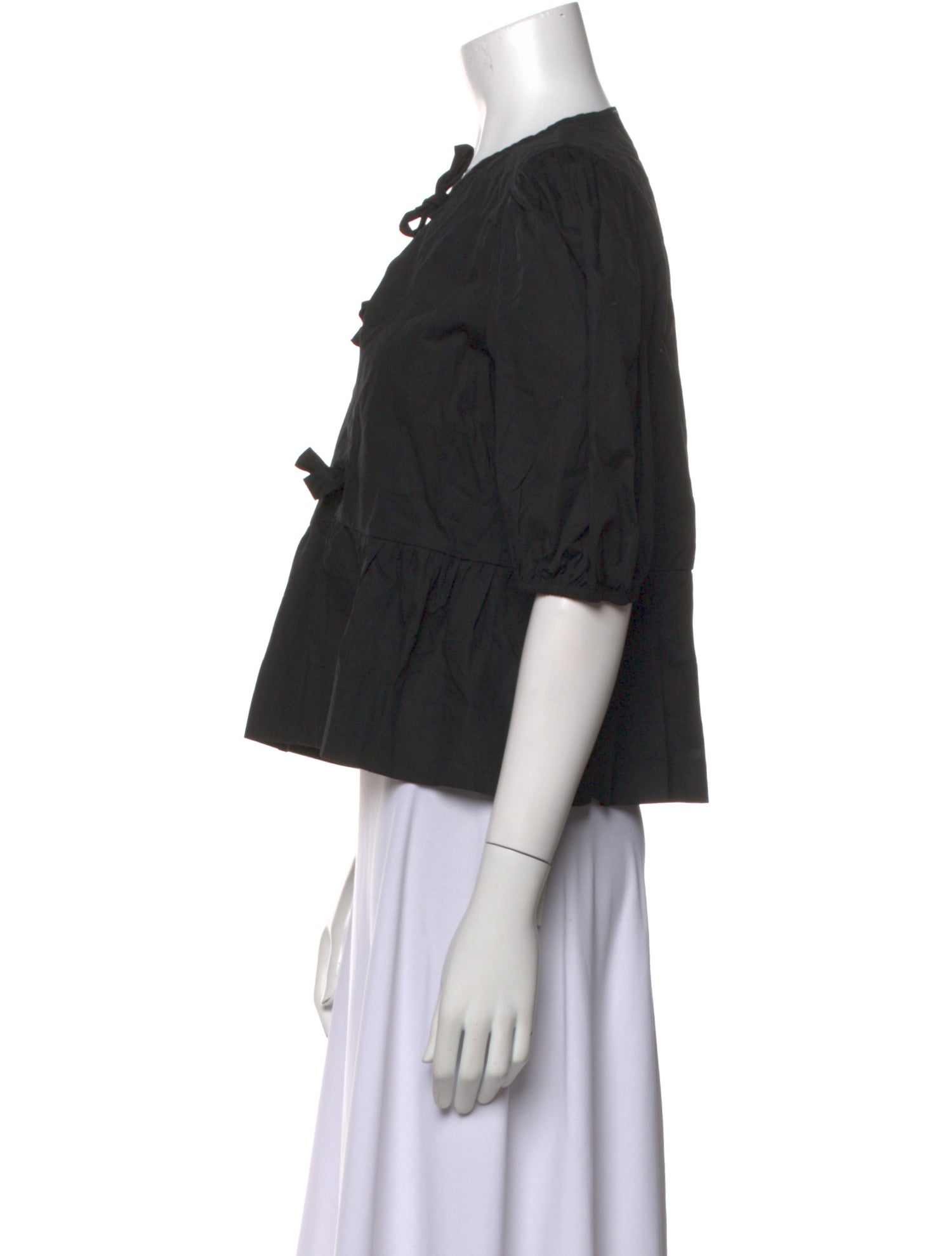 Ganni V-Neck Three-Quarter Sleeve Crop Top