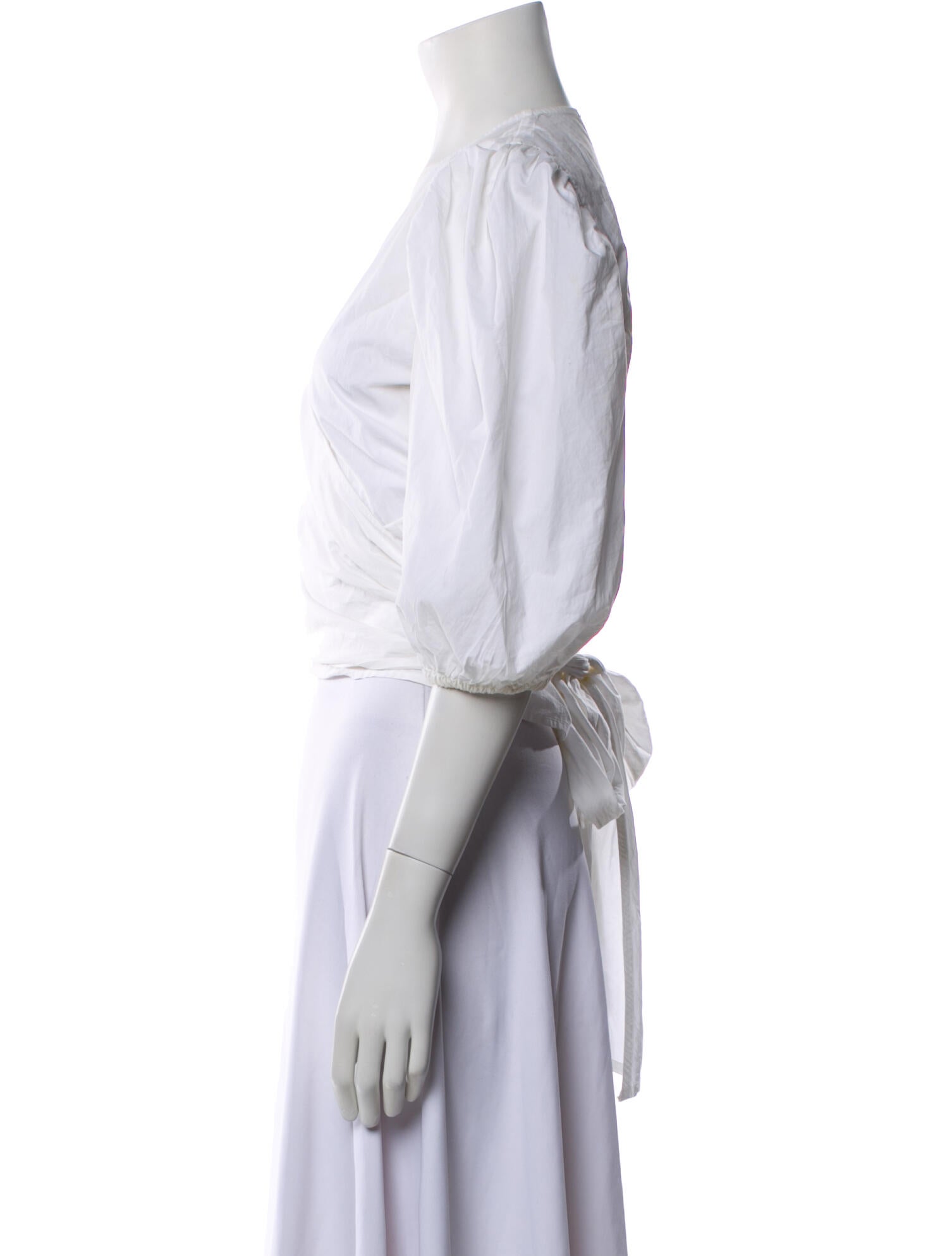 Ganni V-Neck Three-Quarter Sleeve Crop Top