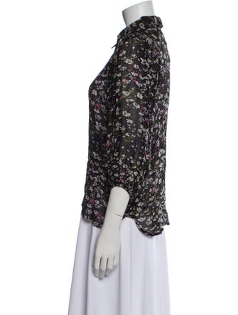 Ganni Floral Print Three-Quarter Sleeve Blouse