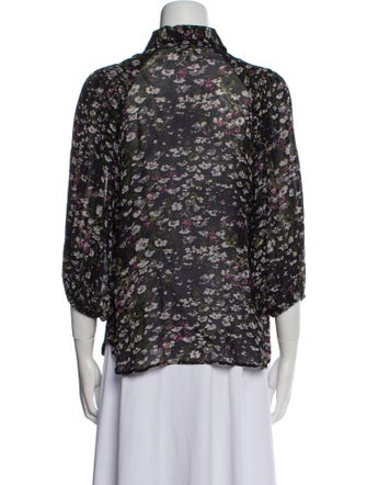 Ganni Floral Print Three-Quarter Sleeve Blouse