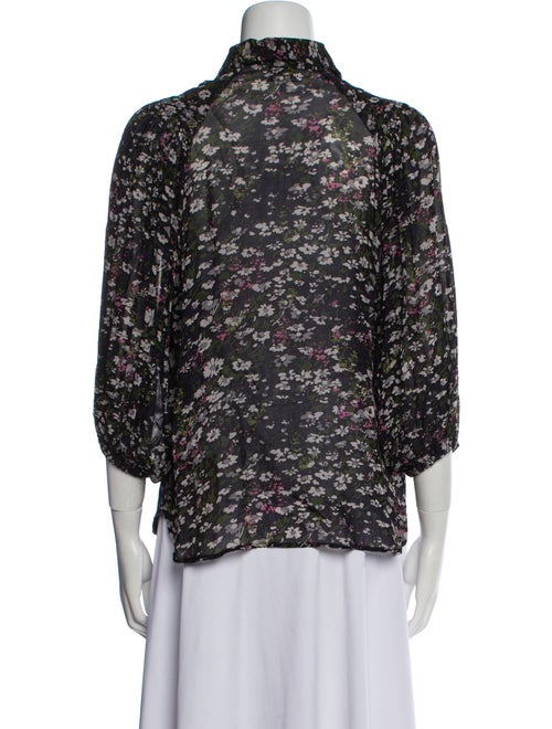 Ganni Floral Print Three-Quarter Sleeve Blouse