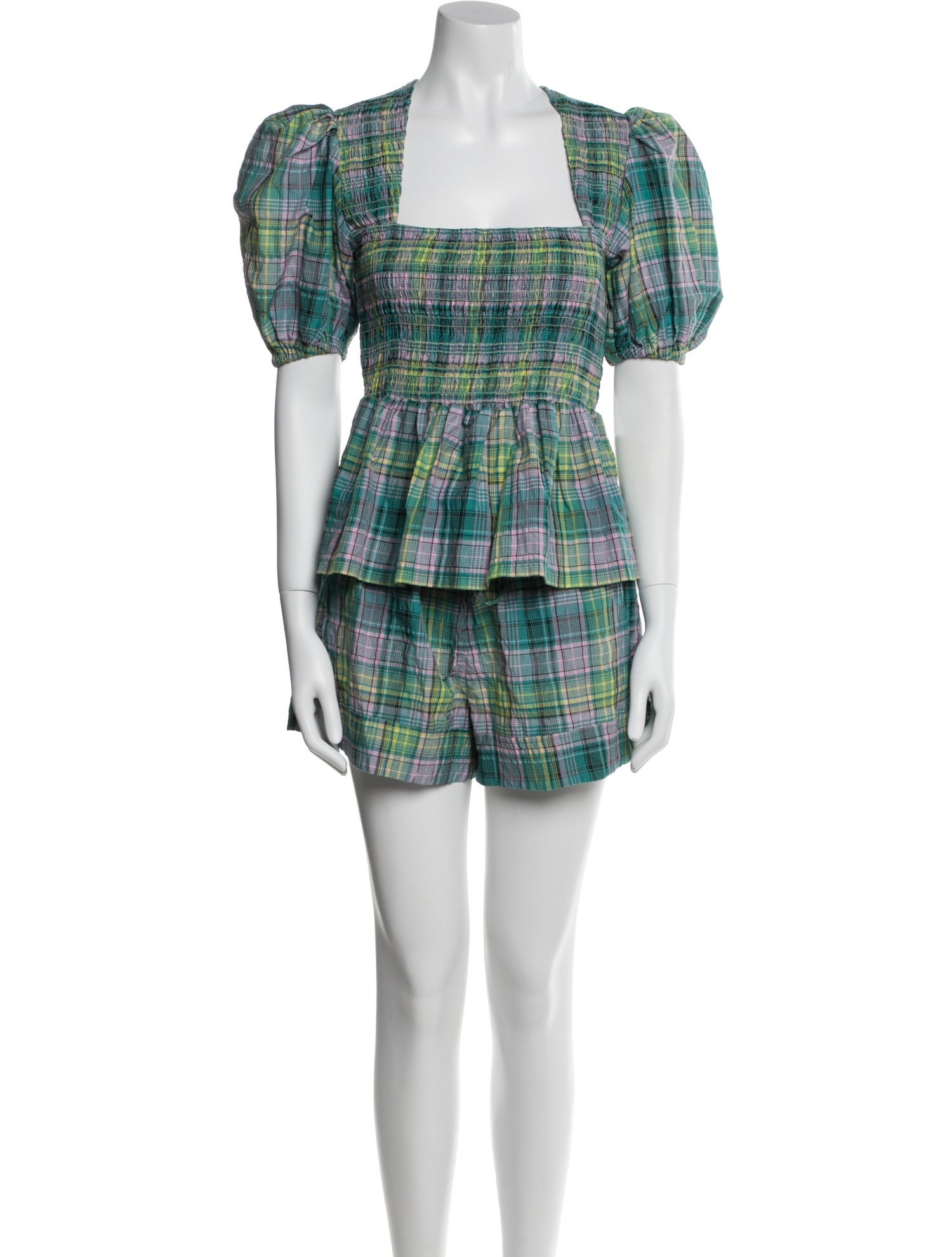 Ganni Plaid Print Lounge Set w/ Tags
