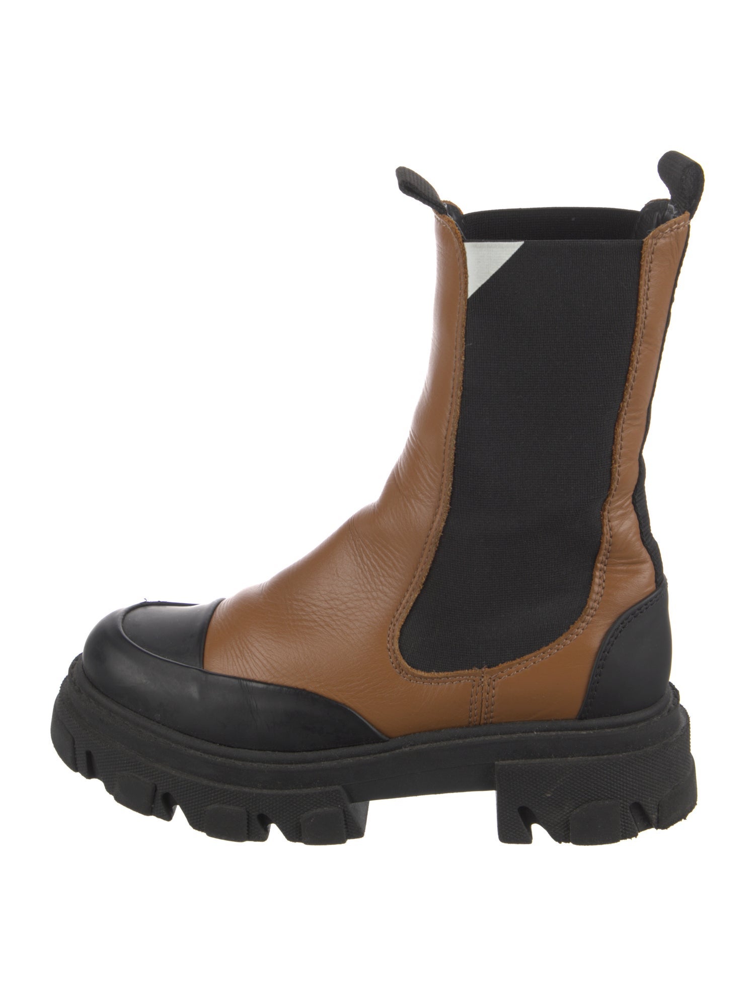 Ganni Leather Colorblock Pattern Chelsea Boots