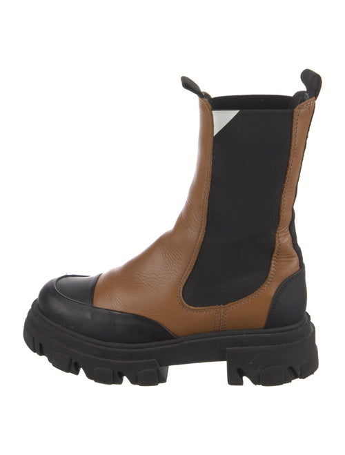 Ganni Leather Colorblock Pattern Chelsea Boots