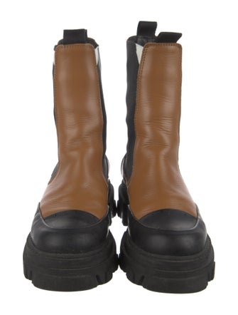 Ganni Leather Colorblock Pattern Chelsea Boots