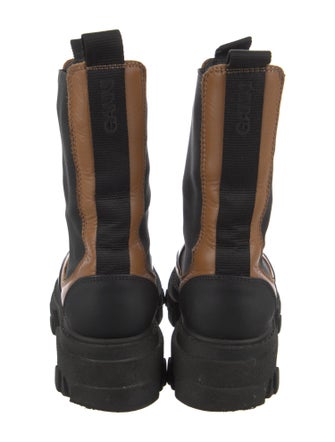 Ganni Leather Colorblock Pattern Chelsea Boots