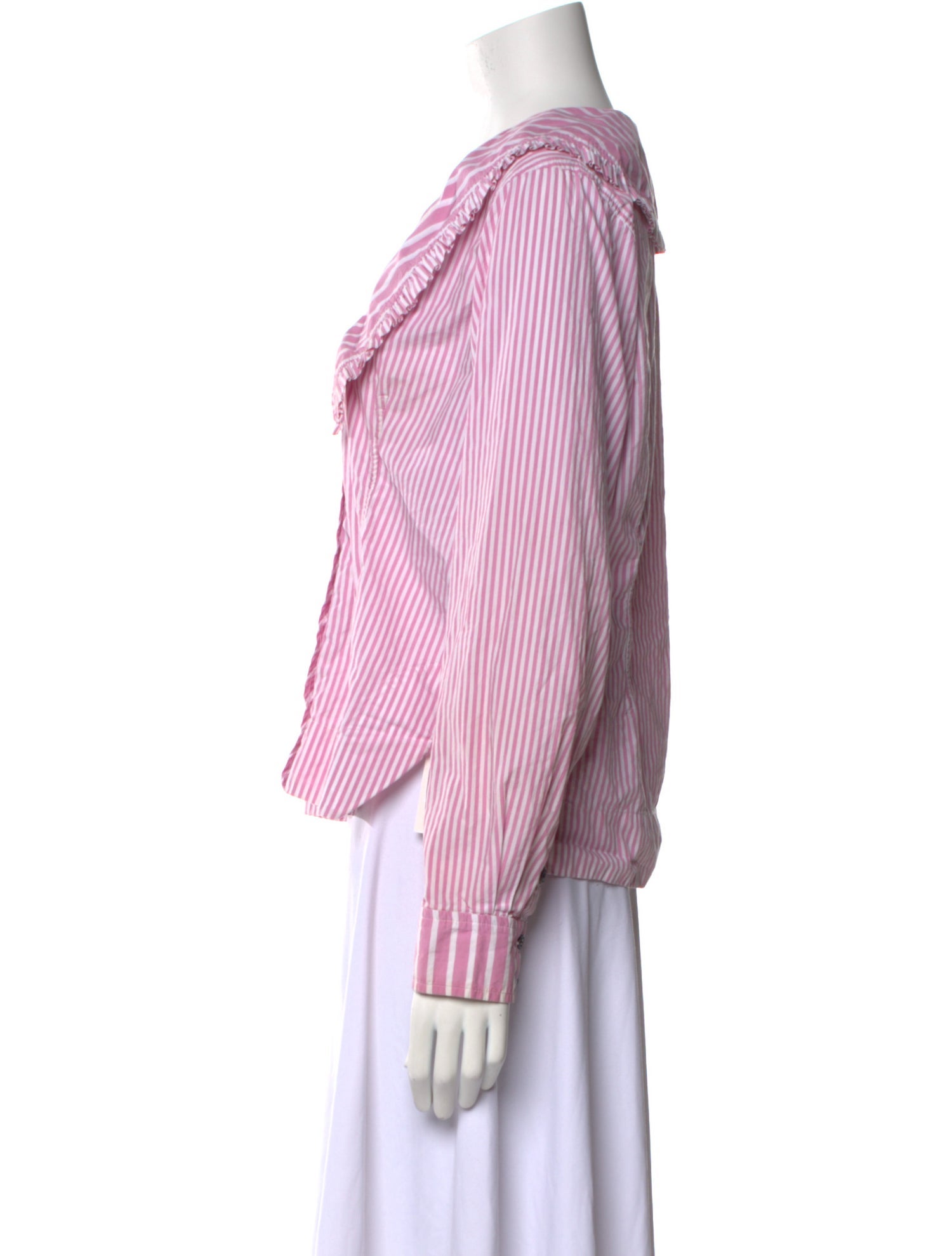 Ganni Striped Long Sleeve Button-Up Top