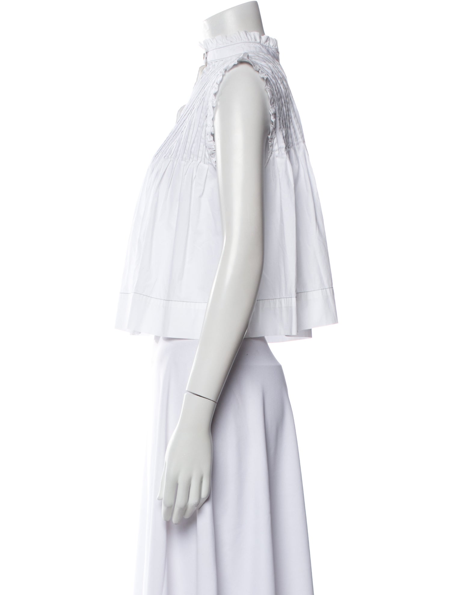 Ganni Striped Mock Neck Crop Top