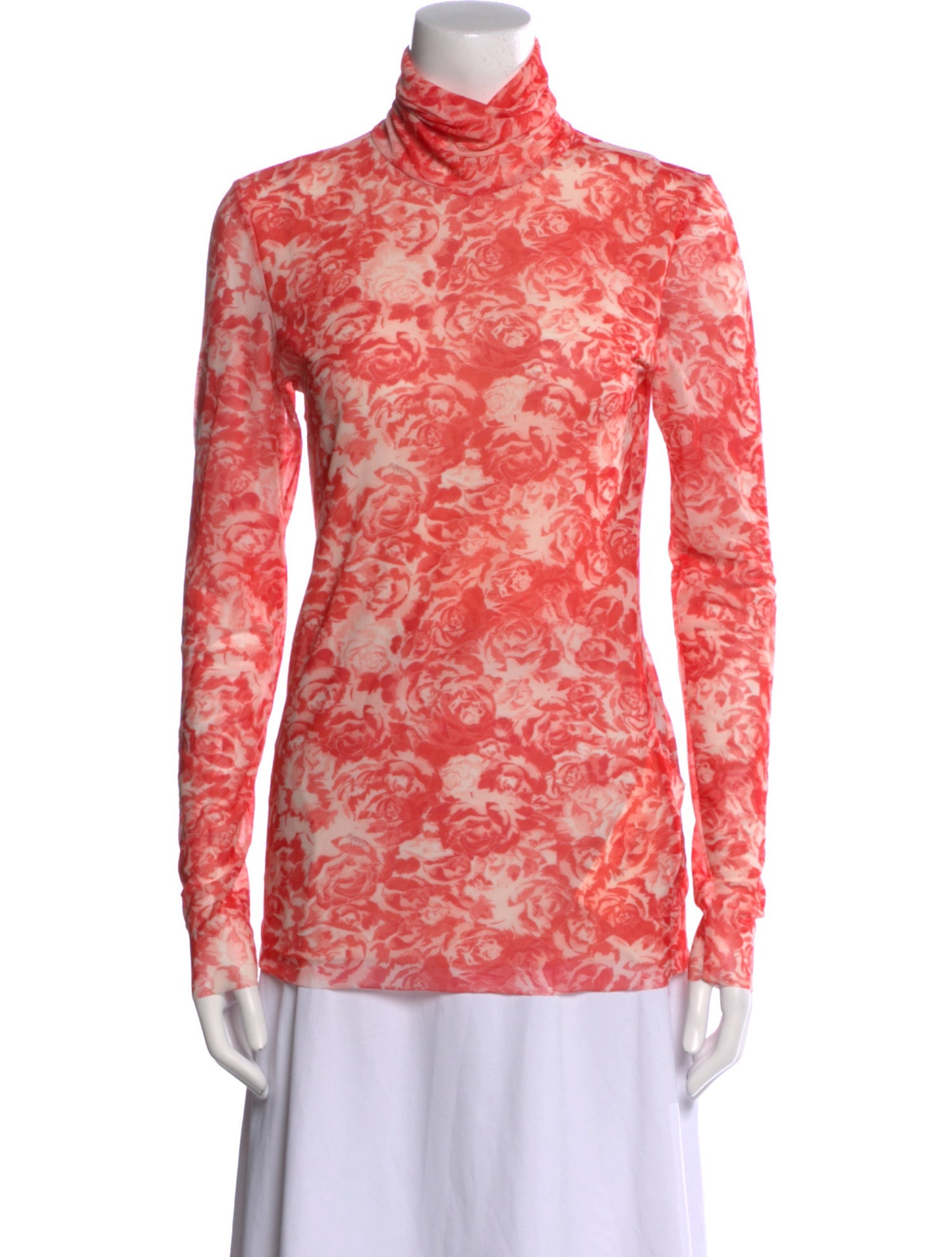 Ganni Floral Print Mock Neck Top