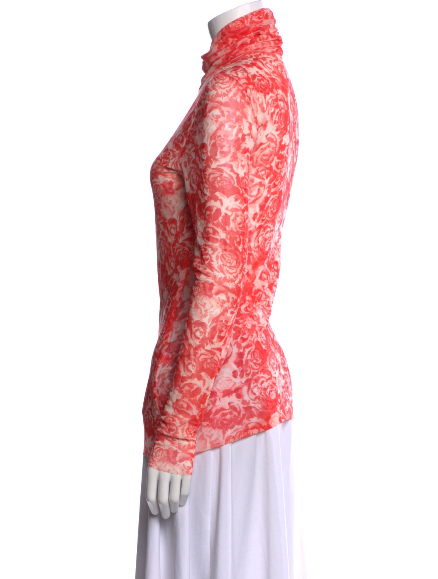 Ganni Floral Print Mock Neck Top