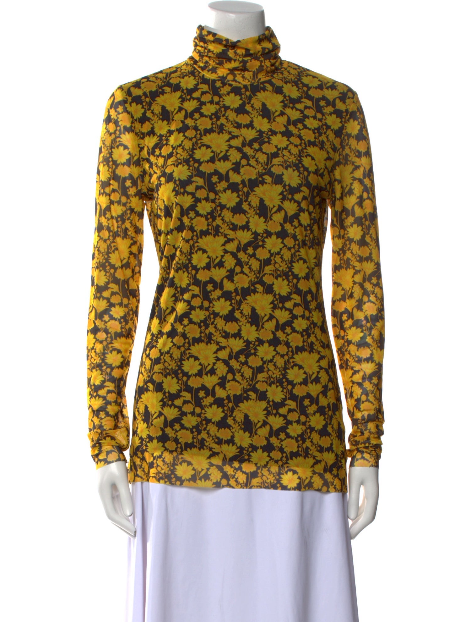 Ganni Floral Print Mock Neck Blouse