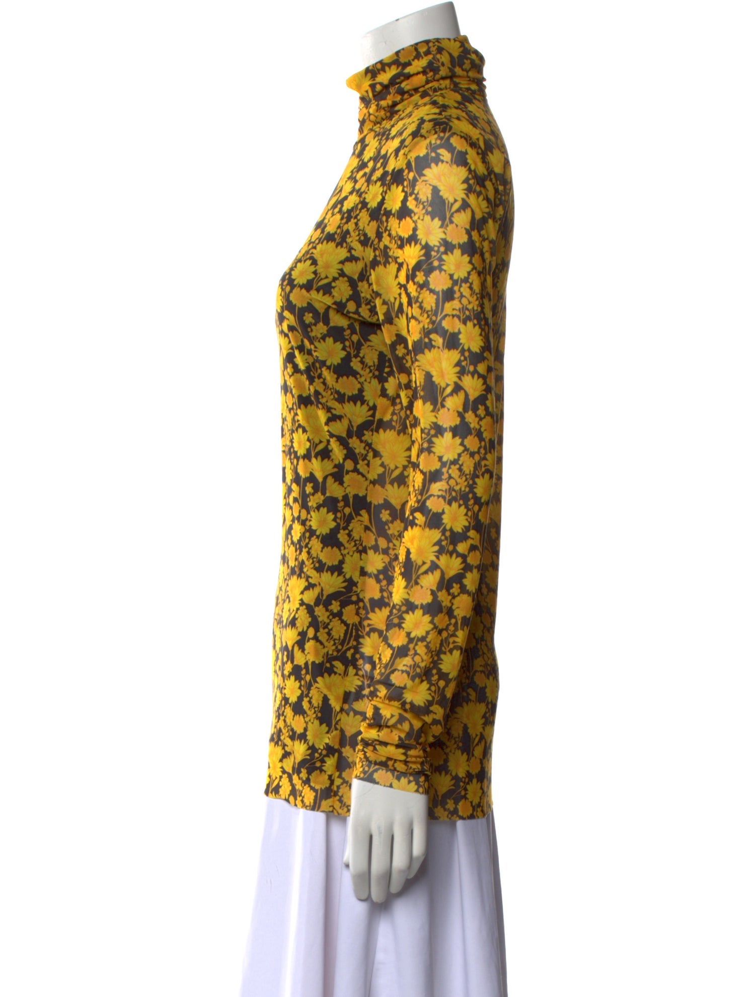 Ganni Floral Print Mock Neck Blouse