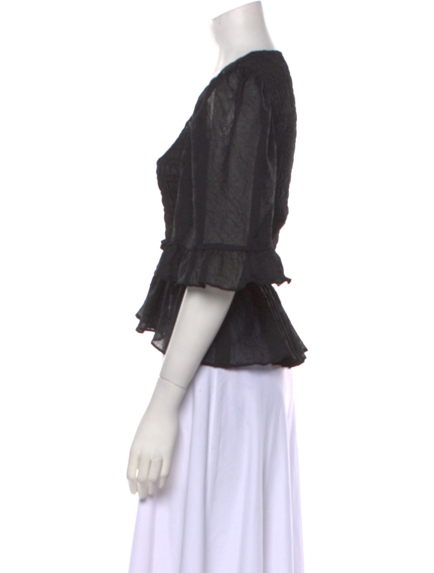 Ganni Square Neckline Short Sleeve Crop Top