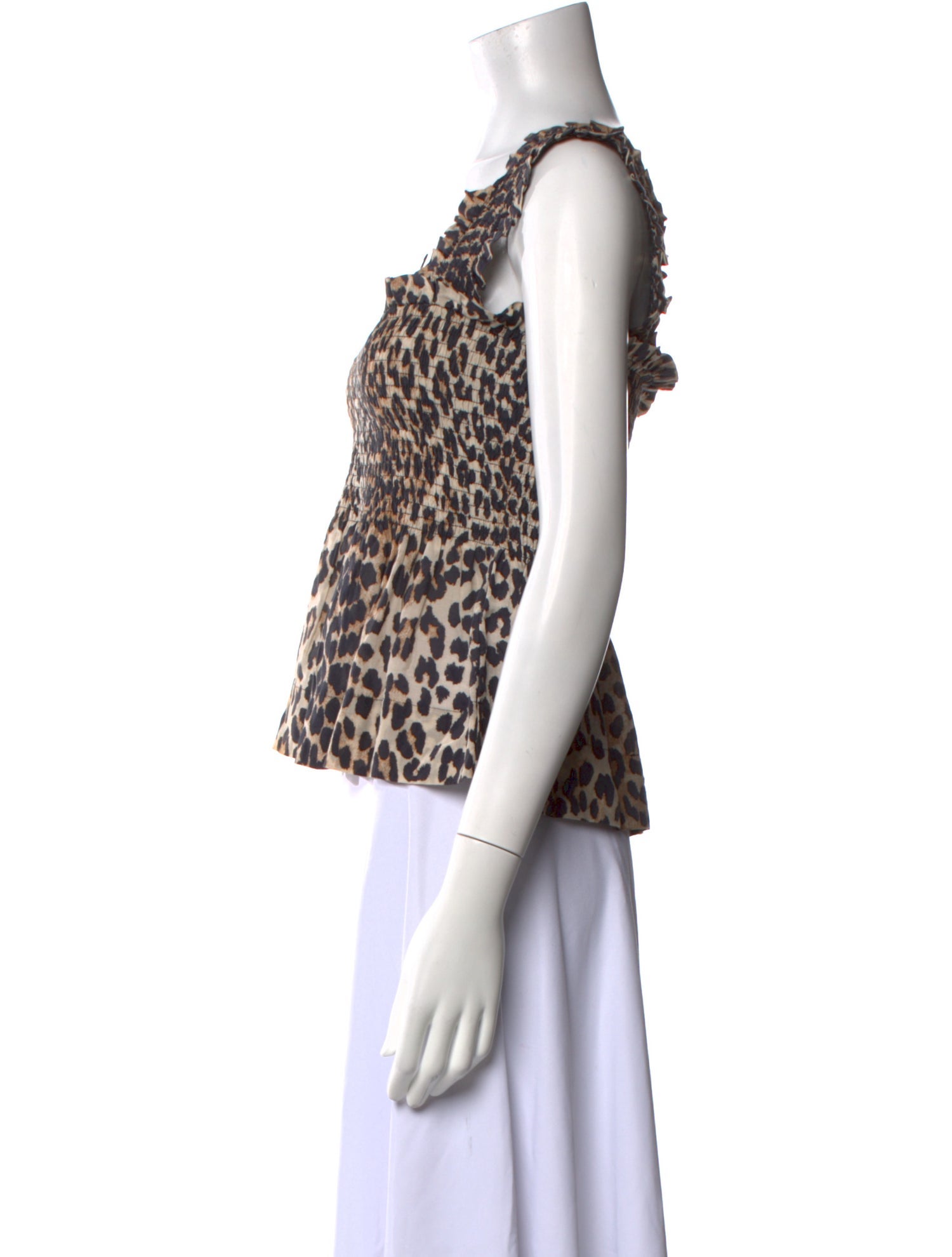 Ganni Animal Print Square Neckline Crop Top