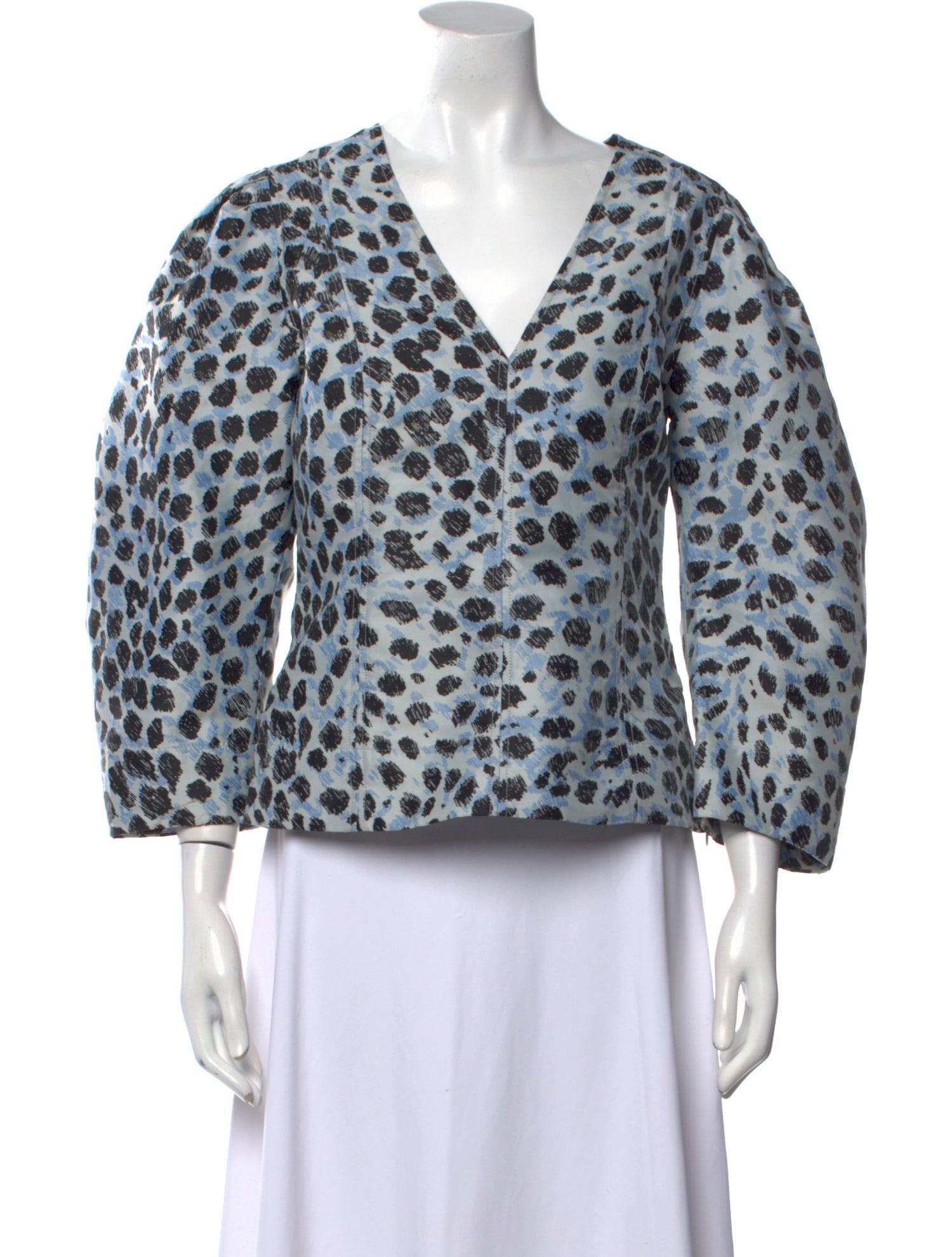 Ganni Printed V-Neck Blouse