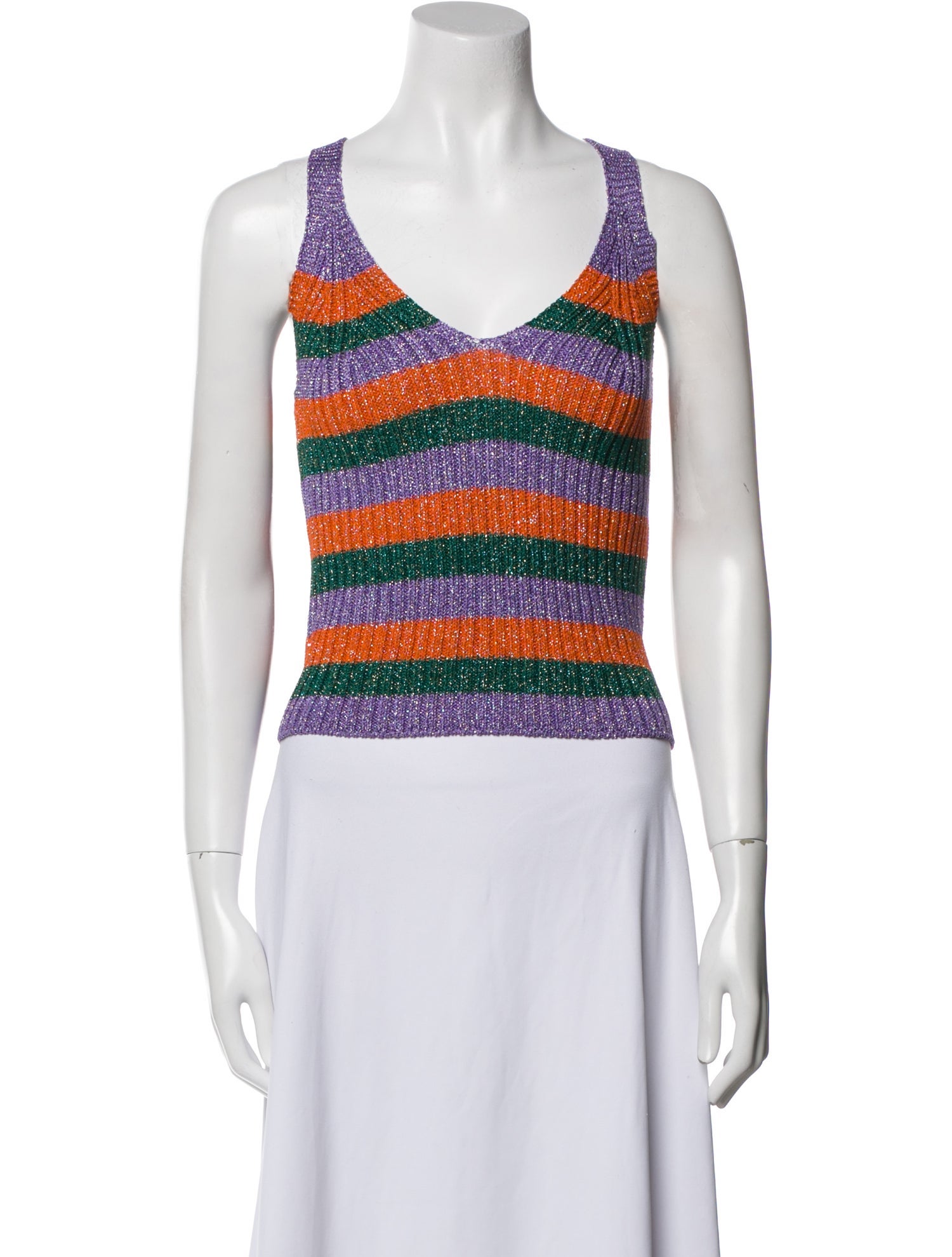 Ganni Striped Scoop Neck Crop Top