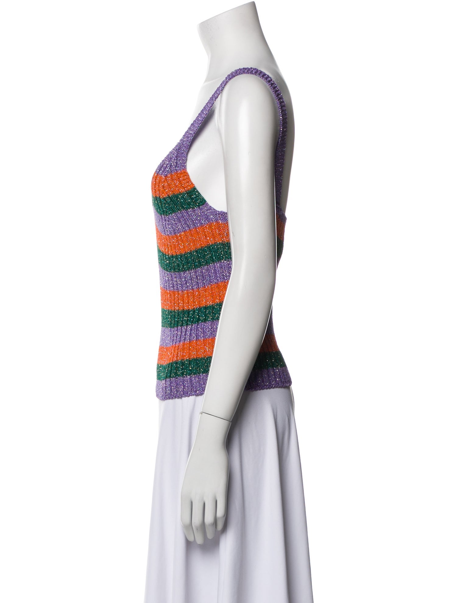 Ganni Striped Scoop Neck Crop Top