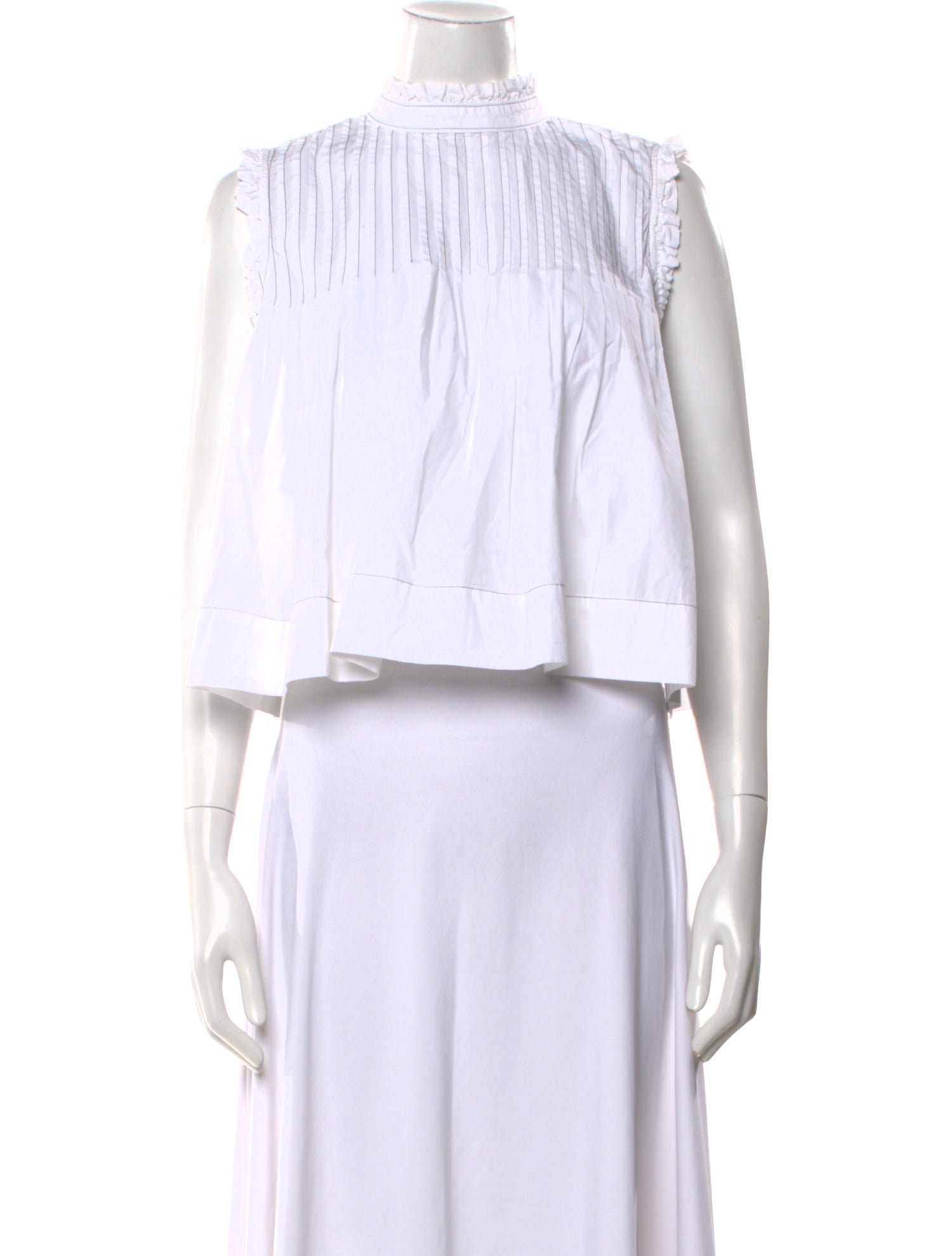 Ganni Mock Neck Short Sleeve Crop Top