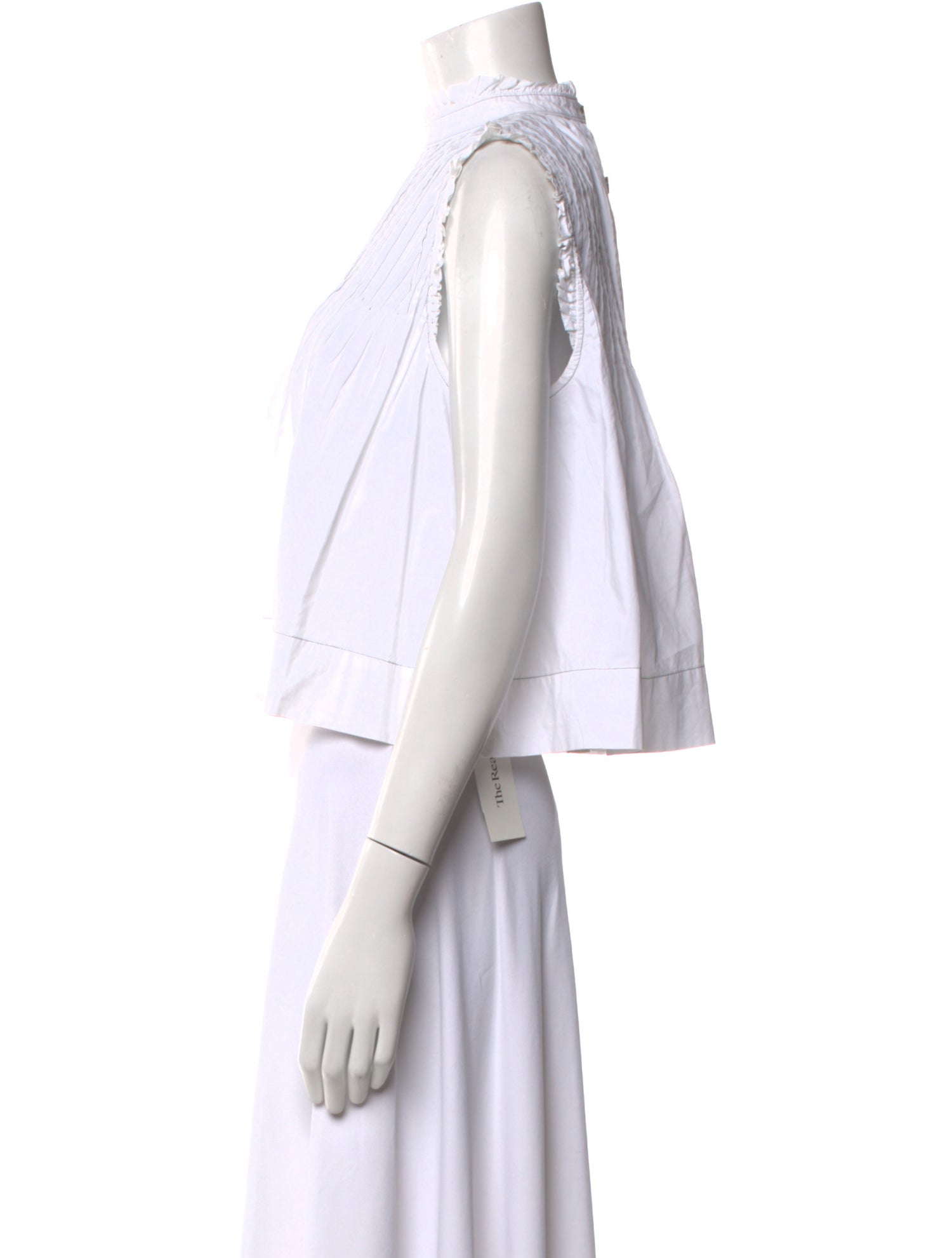 Ganni Mock Neck Short Sleeve Crop Top