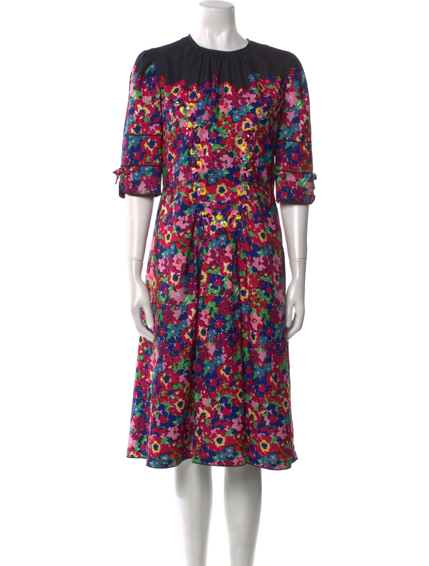 Ganni Floral Print Midi Length Dress