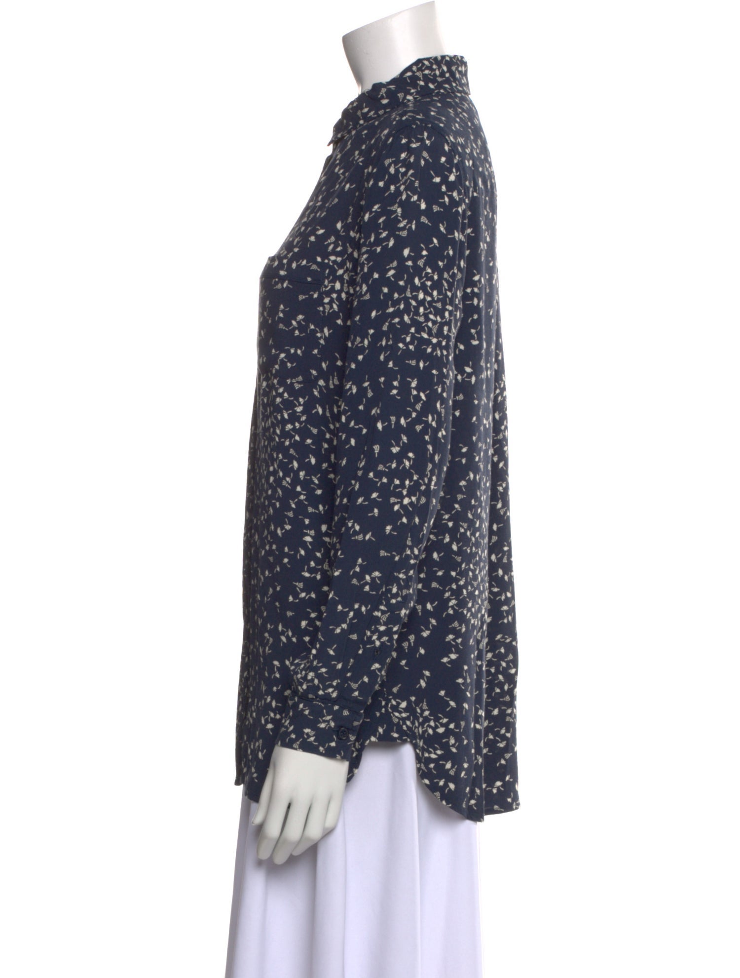 Ganni Printed Long Sleeve Button-Up Top