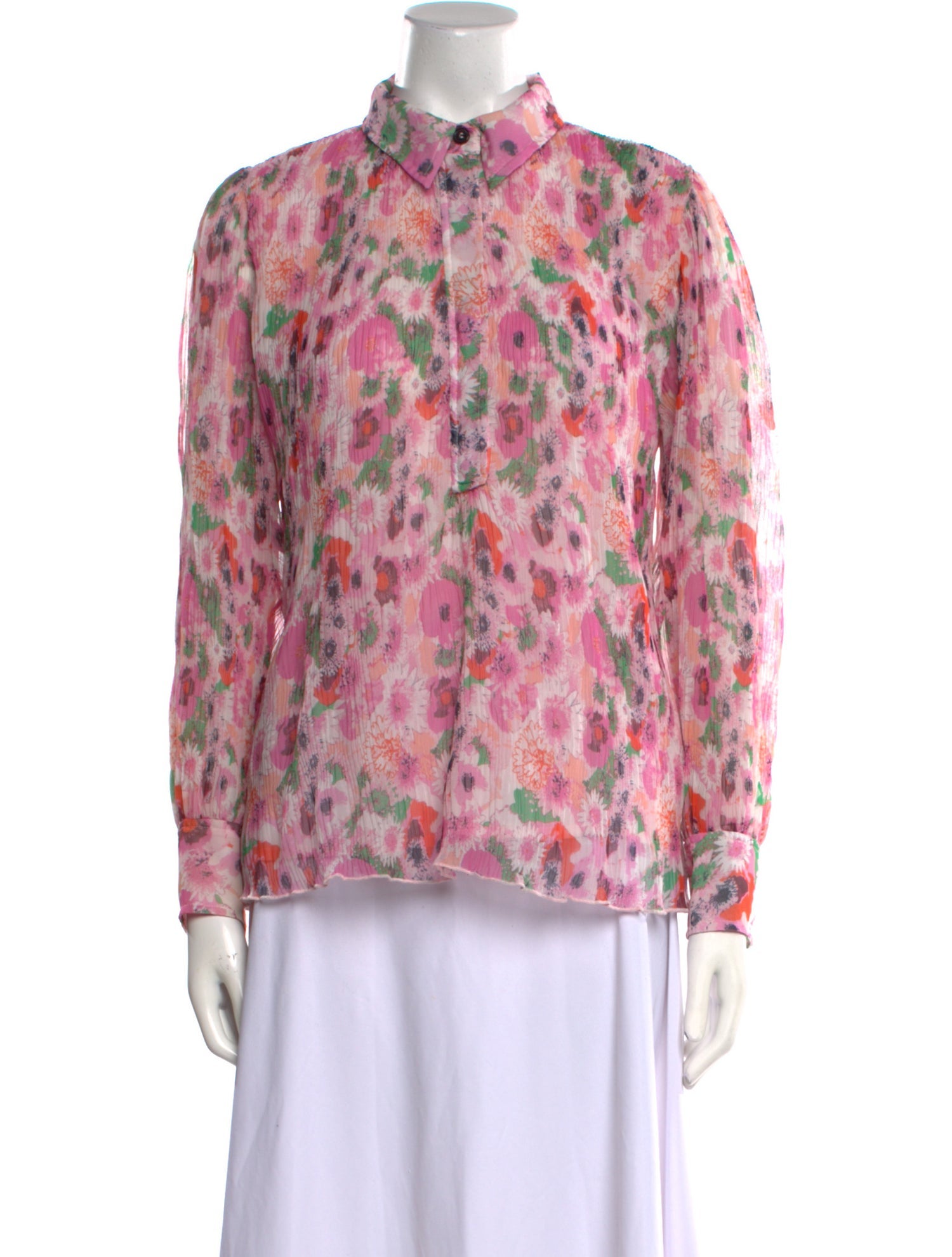 Ganni Floral Print Long Sleeve Blouse