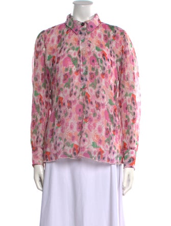 Ganni Floral Print Long Sleeve Blouse
