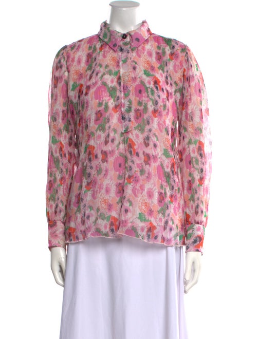 Ganni Floral Print Long Sleeve Blouse