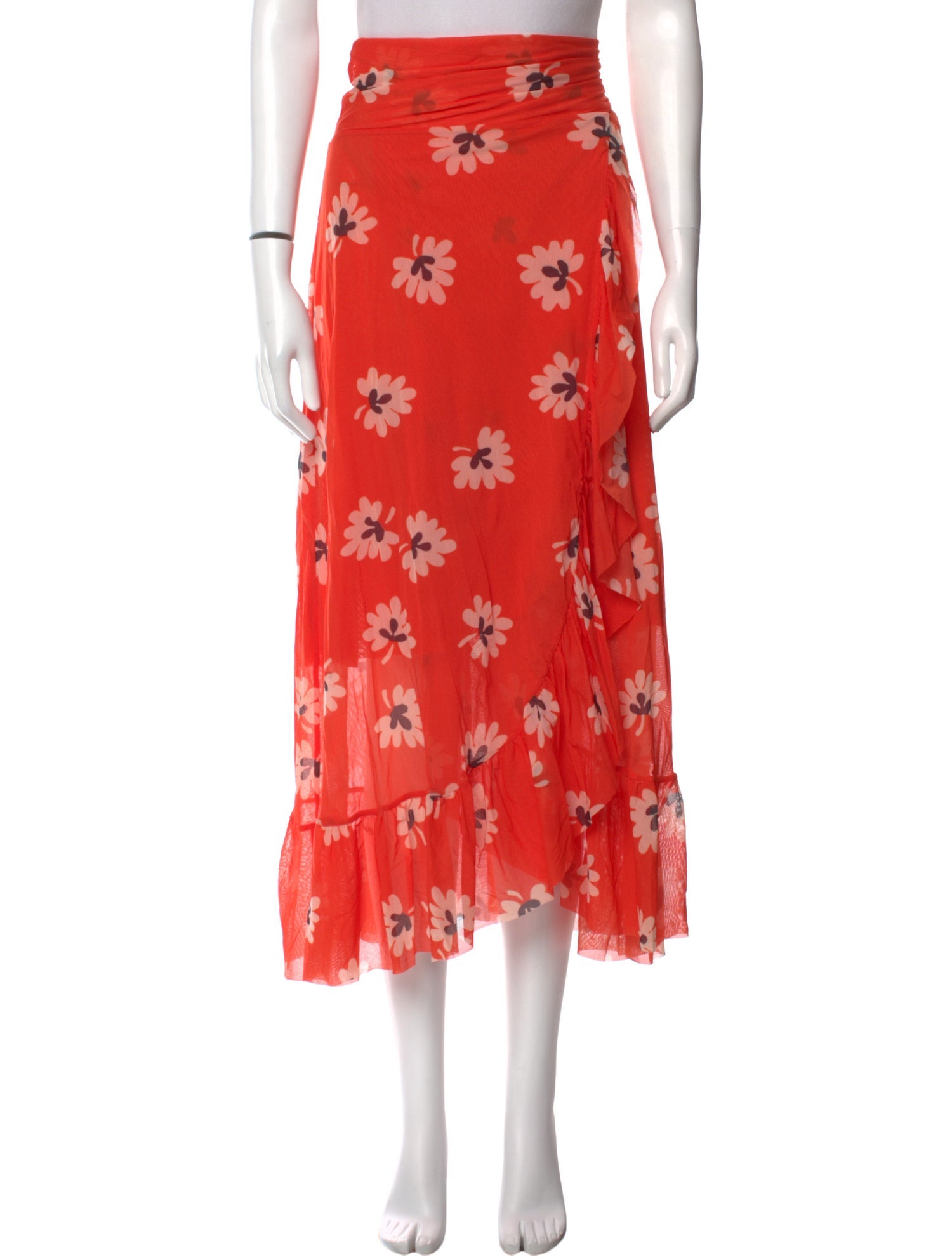 Ganni Floral Print Midi Length Skirt